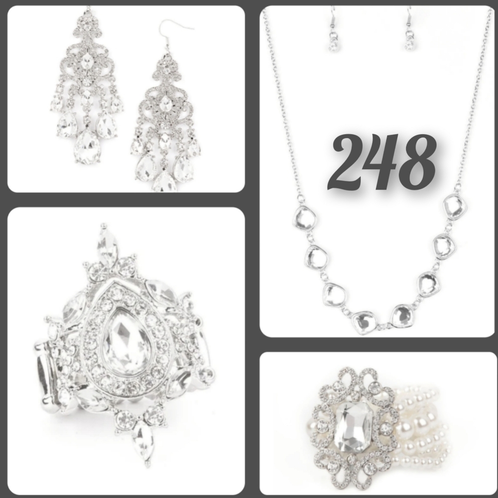 Necklace Set with Bracelet and Ring, Extra Earring